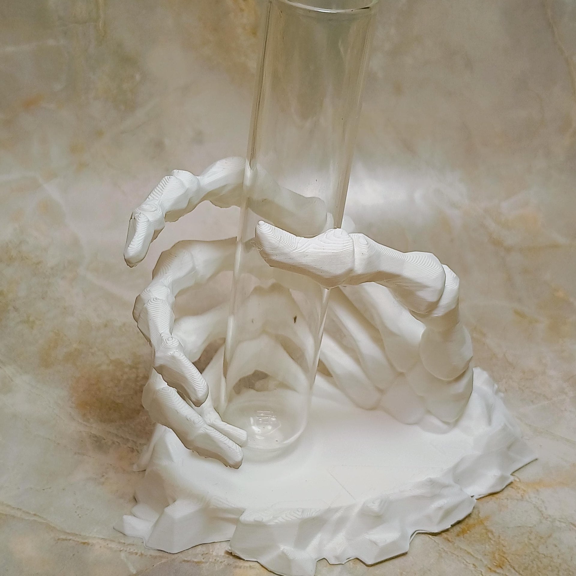 Skeleton hand glass tube holder or small bud vase, Halloween glass test tube flower holder, propagation stand, Gothic drink holder