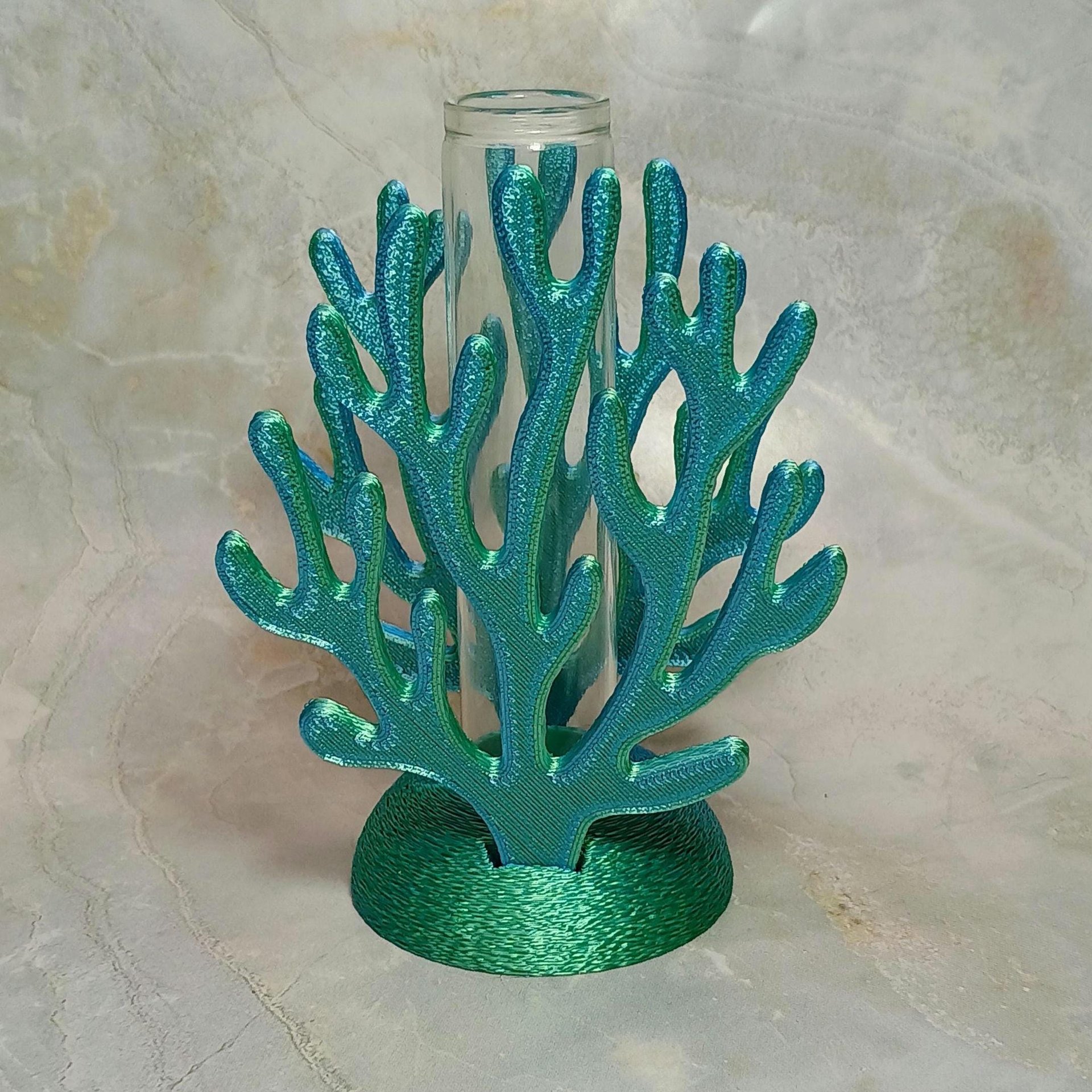 Coral shape propagation holder plant rooting system or small bud vase, ocean beach nautical theme, water test tube flower holder, 3D Printed