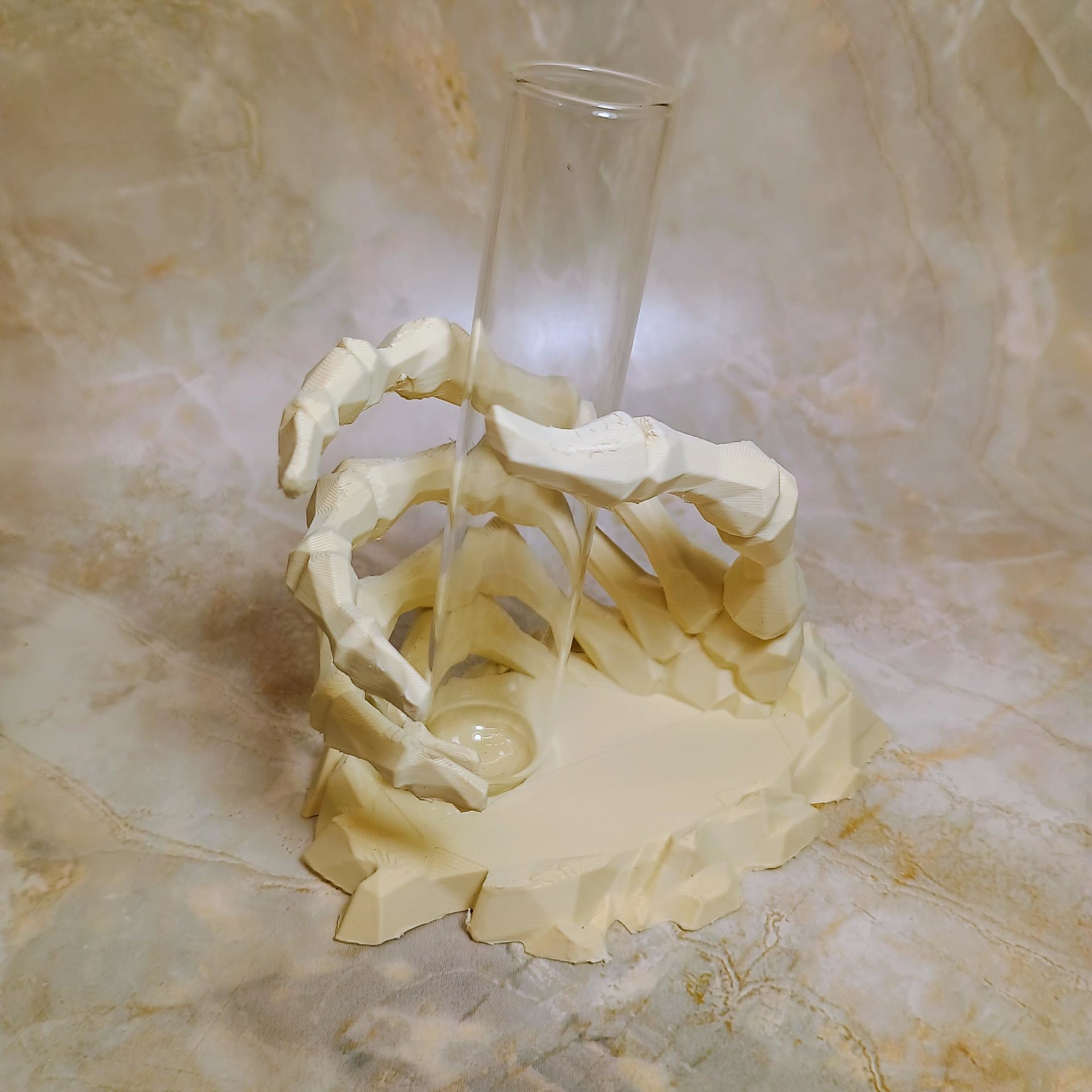 Skeleton hand glass tube holder or small bud vase, Halloween glass test tube flower holder, propagation stand, Gothic drink holder