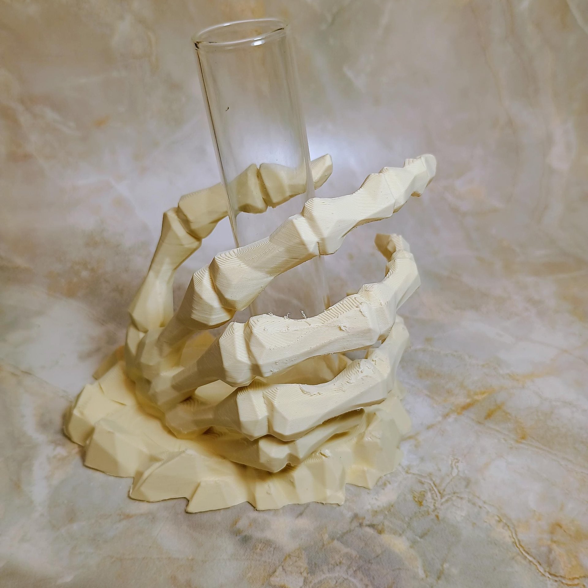 Skeleton hand glass tube holder or small bud vase, Halloween glass test tube flower holder, propagation stand, Gothic drink holder