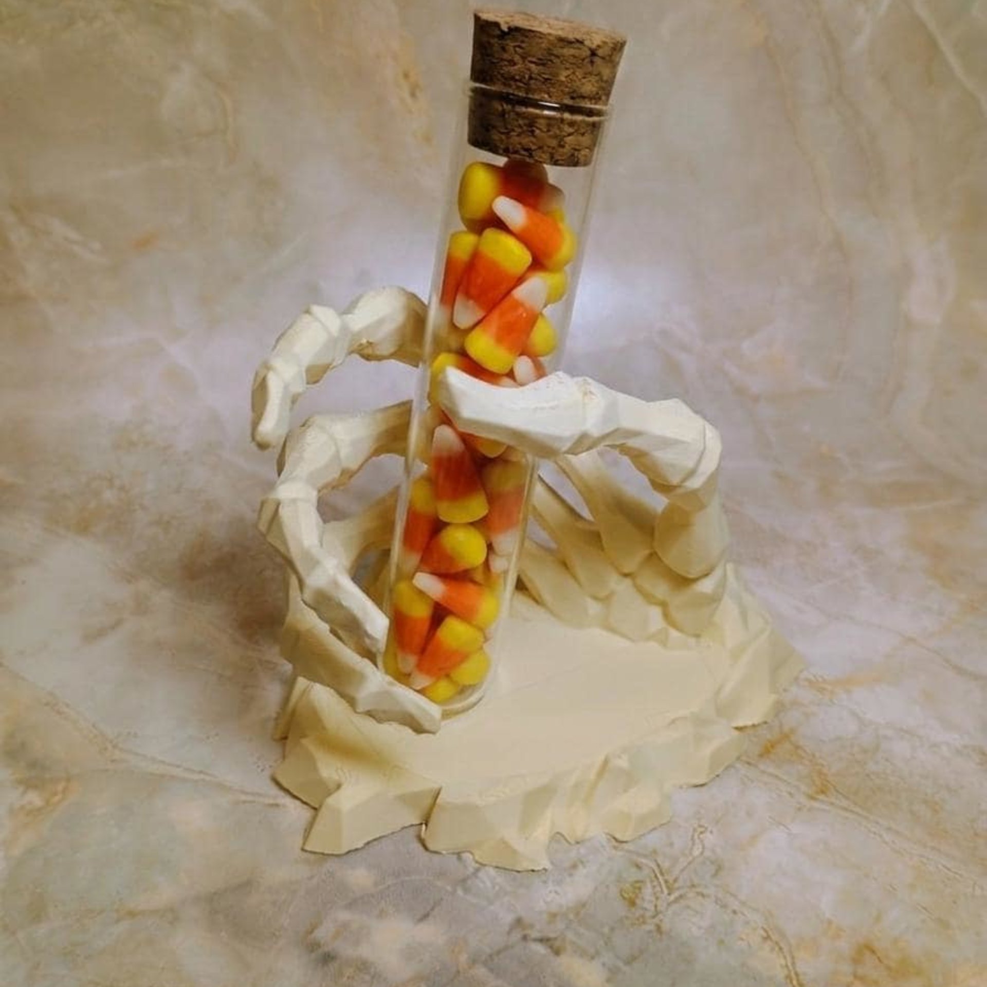 Skeleton hand glass tube holder or small bud vase, Halloween glass test tube flower holder, propagation stand, Gothic drink holder