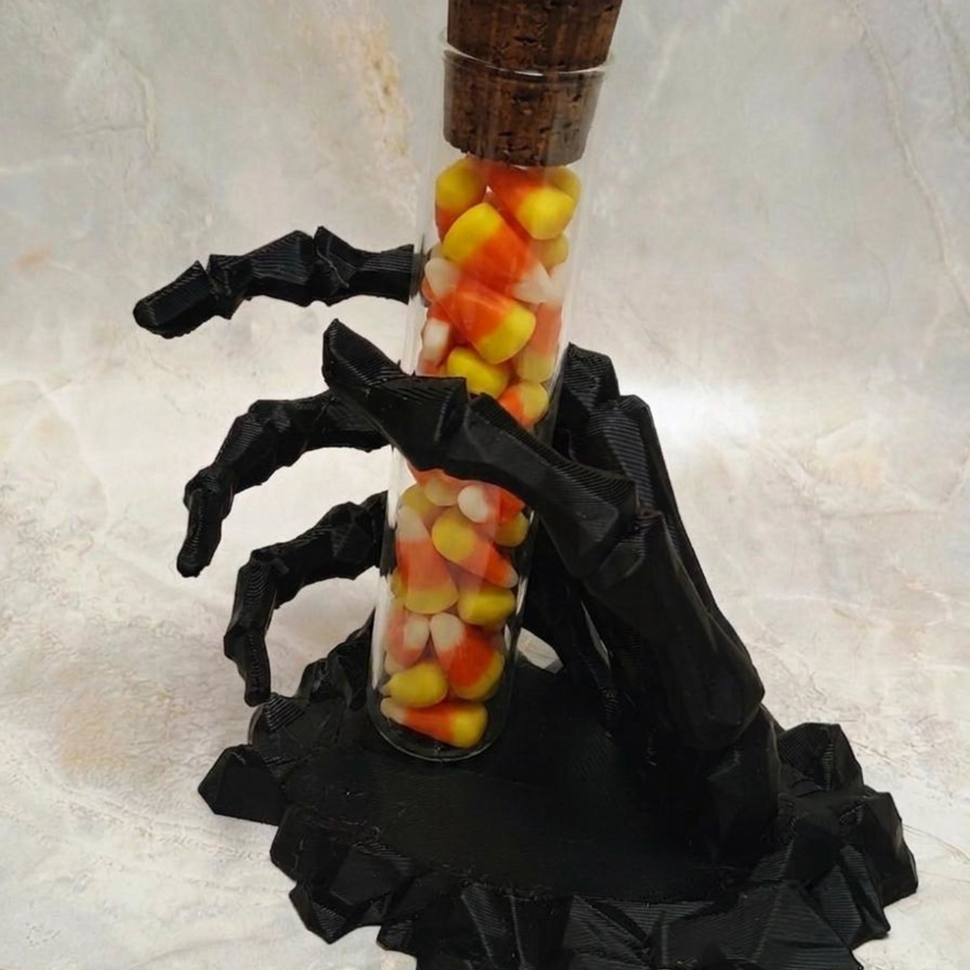 Skeleton hand glass tube holder or small bud vase, Halloween glass test tube flower holder, propagation stand, Gothic drink holder