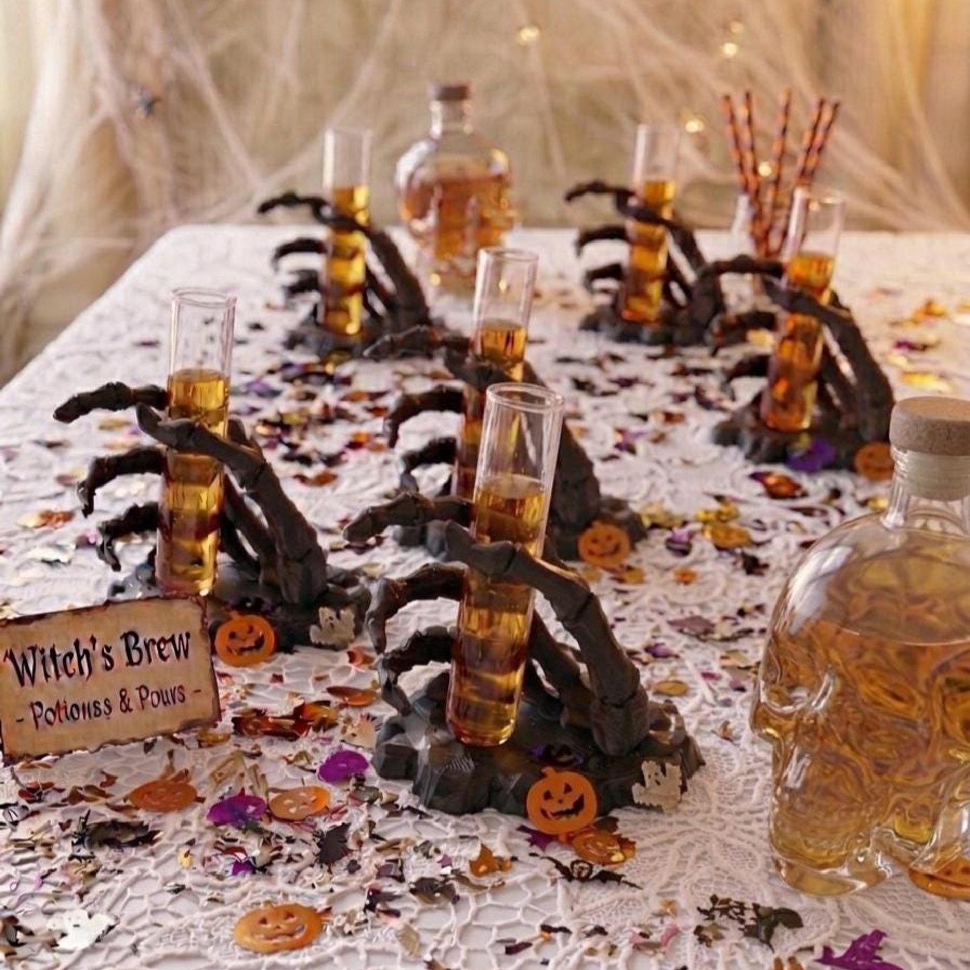 Skeleton hand glass tube holder or small bud vase, Halloween glass test tube flower holder, propagation stand, Gothic drink holder