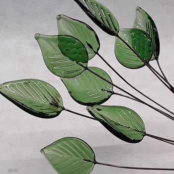 Elegant Sage Green Glass Leaf Headpins;tiny small glass leaf shape on wire; handcrafted lampwork, jewelry, mixed media, wedding decor, plant