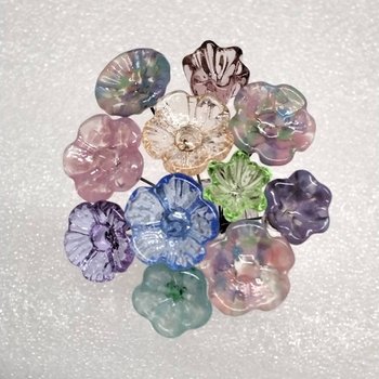 SPRING PASTELS Bouquet ~ glass flower/leaf bouquet, tiny small glass flowers; handcrafted lampwork, gift, wedding, pastel, jewelry, baby