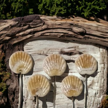 Shell Fan miniature flower glass headpins;  tiny small mini glass flowers on wire; individually crafted lampwork