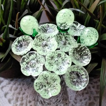 GLOW GLITTER glass flowers on wire headpins ~ miniature tiny small glass flowers on wire; individually crafted lampwork glow in the dark UV