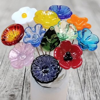 SUMMER BRIGHT Bouquet bright colors glass flower bouquet, tiny, small glass flowers handcrafted, gift friend, thinking of you, just because