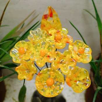 SunSprinkles glass flowers headpins; mini tiny small glass flowers on wire; individually crafted lampwork: jewelry, gifts, wedding, bouquets