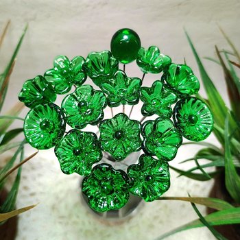 Kelly Green (medium) Irish glass flowers; small tiny mini glass flowers on wire; handcrafted lampwork, jewelry, mixed media, wedding, gifts