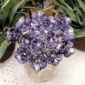 GRAPE PURPLE SPRINKLES glass flowers; mini tiny small glass flowers on wire; handcrafted lampwork, jewelry, mixed media, wedding, plant gift
