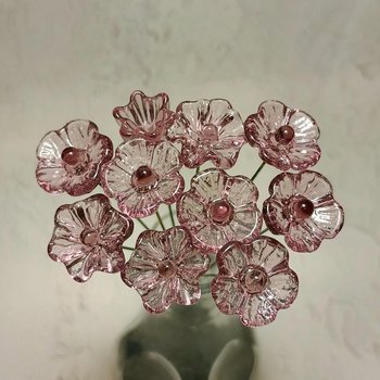 LIGHT ROSE' WINE 5-petal glass flower headpins ~ tiny small mini glass flowers on wire; handcrafted lampwork,