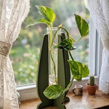 Elegant Modern Test Tube Flower Holder, propogation stand, small flower vase, glass water tube, 3D print, minimalist environmental friendly