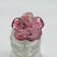 Pink Variegated glass flowers, tiny small mini glass flowers on wire; handcrafted lampwork, jewelry, mixed media, wedding plant gift