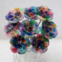 Tie Dye 5-petal glass flower headpins ~ tiny small mini glass flowers on wire; individually crafted lampwork by me in my studio