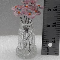 Cherry Blosom 5-petal glass flowers, tiny small mini glass flowers on wire;handcrafted lampwork, jewelry, mixed media, weddings, plant, gift