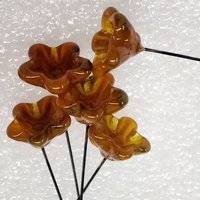 PUMPKIN SPICE glass flowers, tiny small mini glass flowers on wire; handcrafted lampwork, jewelry, mixed media, wedding, small gifts, fall
