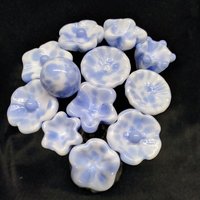 PERIWINKLE SPRINKLES glass flower headpins; tiny small mini glass flowers on wire; handcrafted lampwork, jewelry, mixed media, wedding, gift