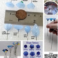 LIGHT LAVENDER glass flowers (June) tiny small mini glass flowers on wire; handcrafted lampwork, jewelry, mixed media, wedding, gift