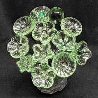 CRYSTAL GREEN (very light) glass flower headpins; tiny small mini glass flowers on wire; individually crafted lampwork glass in my studio