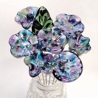 HYDRANGEA glass flowers, tiny small mini glass flowers on wire; handcrafted lampwork, jewelry, mixed media, wedding, plants, great gifts