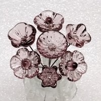 LIGHT ROSE' WINE 5-petal glass flower headpins ~ tiny small mini glass flowers on wire; handcrafted lampwork,