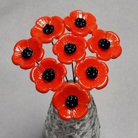 ORANGE POPPY glass flower headpins,small tiny miniature glass flowers on wire, individually crafted lampwork, jewelry, mixed media, gift