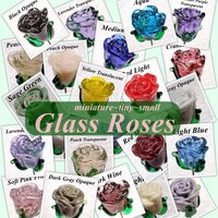 GLASS ROSES mini tiny small glass rose flower on 5in wire headpins;  each made by me. Great for special gift, jewelry, plant pick, bouquet