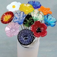 SUMMER BRIGHT Bouquet bright colors glass flower bouquet, tiny, small glass flowers handcrafted, gift friend, thinking of you, just because