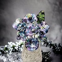 HYDRANGEA glass flowers, tiny small mini glass flowers on wire; handcrafted lampwork, jewelry, mixed media, wedding, plants, great gifts