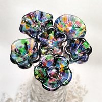 PRISM KALEIDOSCOPE  glass flowers on wire headpins; ~ miniature tiny small glass flowers on wire; individually crafted lampwork