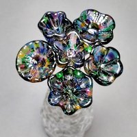 PRISM KALEIDOSCOPE  glass flowers on wire headpins; ~ miniature tiny small glass flowers on wire; individually crafted lampwork