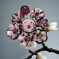 DARK ROSE' WINE glass flower headpins; mini tiny small glass flowers on wire; handcraft lampwork, jewelry, mixed media, wedding, plant, gift