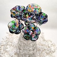 PRISM KALEIDOSCOPE  glass flowers on wire headpins; ~ miniature tiny small glass flowers on wire; individually crafted lampwork