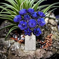 Cobalt blue glass (healing) flower headpins; tiny small mini glass flowers; handcrafted lampwork; jewelry, mixed media, little bouquet gift