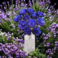 Cobalt blue glass (healing) flower headpins; tiny small mini glass flowers; handcrafted lampwork; jewelry, mixed media, little bouquet gift