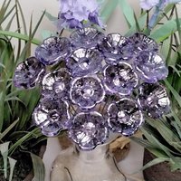 GRAPE PURPLE SPRINKLES glass flowers; mini tiny small glass flowers on wire; handcrafted lampwork, jewelry, mixed media, wedding, plant gift