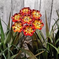 FIRE UV Reactive translucent ~glass flower miniature tiny small glass flowers on wire headpins; individually crafted lampwork; amber/red UV