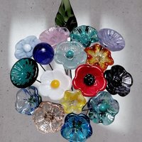 Deluxe BestSellers Bouquet mini glass flower/leaf bouquet with 17 flowers/leaf total tiny small glass flowers crafted lampwork, boho decor