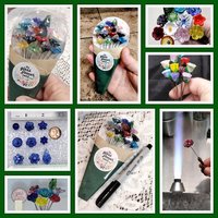 HYDRANGEA glass flowers, tiny small mini glass flowers on wire; handcrafted lampwork, jewelry, mixed media, wedding, plants, great gifts