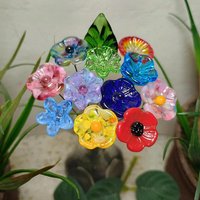 Surprise Me/Mix It Up Glass Flower Bouquet, tiny mini small glass flowers handcrafted lampwork, gift, wedding, coworker, just because