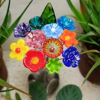 Surprise Me/Mix It Up Glass Flower Bouquet, tiny mini small glass flowers handcrafted lampwork, gift, wedding, coworker, just because