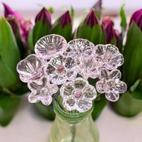 Pink Crystal glass flowers ~ tiny small miniature glass flowers on wire; for small bouquet gifts or jewelry, glass flowers made in my studio