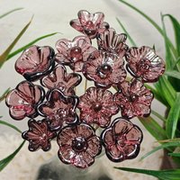 DARK ROSE' WINE glass flower headpins; mini tiny small glass flowers on wire; handcraft lampwork, jewelry, mixed media, wedding, plant, gift