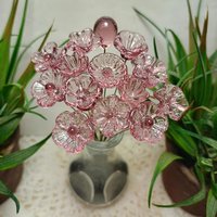LIGHT ROSE' WINE 5-petal glass flower headpins ~ tiny small mini glass flowers on wire; handcrafted lampwork,