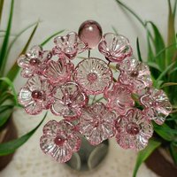 LIGHT ROSE' WINE 5-petal glass flower headpins ~ tiny small mini glass flowers on wire; handcrafted lampwork,
