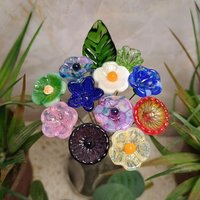 Surprise Me/Mix It Up Glass Flower Bouquet, tiny mini small glass flowers handcrafted lampwork, gift, wedding, coworker, just because