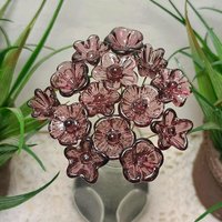 DARK ROSE' WINE glass flower headpins; mini tiny small glass flowers on wire; handcraft lampwork, jewelry, mixed media, wedding, plant, gift