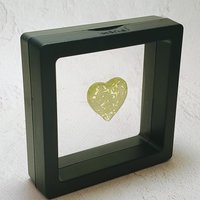 My Heart Glows! Uranium Small Heart  3/4in, vasoline glass with white swirls. lampwork pocket heart, cabachon, wire wrapping, jewelry, curio