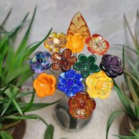 Surprise Me/Mix It Up Glass Flower Bouquet, tiny mini small glass flowers handcrafted lampwork, gift, wedding, coworker, just because